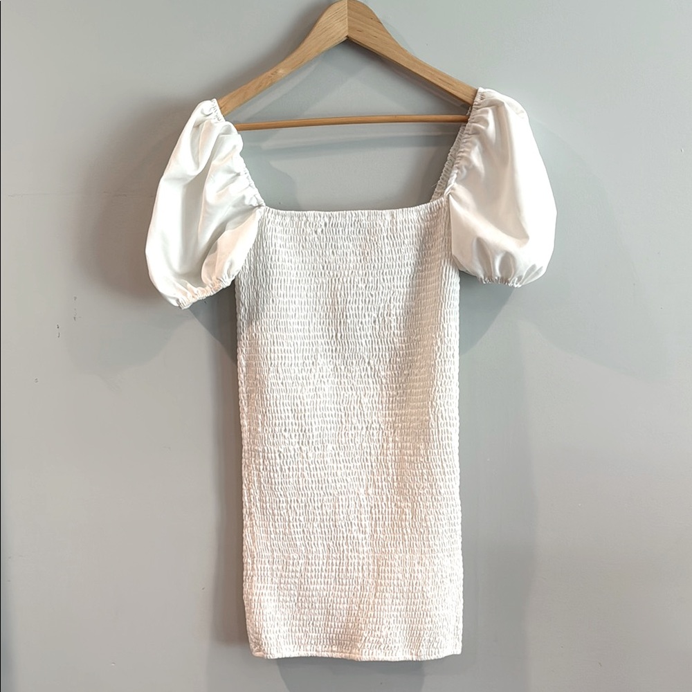 PrettyLittleThing | White Puff Sleeve Sheath Dress